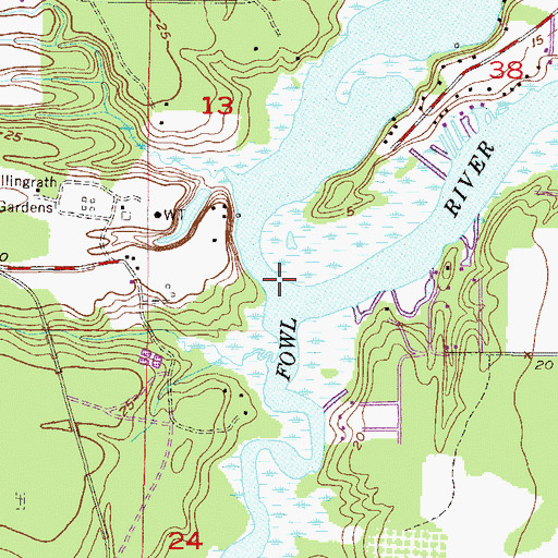 Topographic Map of Fowl River, AL