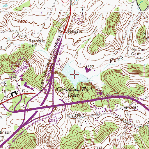 Topographic Map of Christian Fork Lake, WV