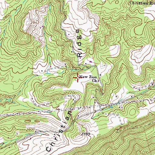 Topographic Map of Christian Ridge, WV