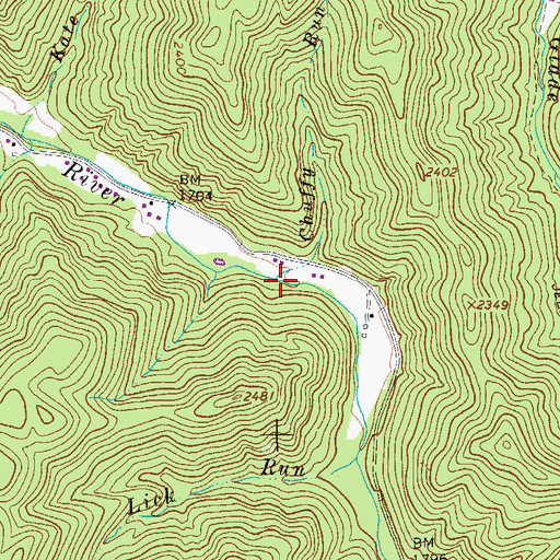 Topographic Map of Chuffy Run, WV