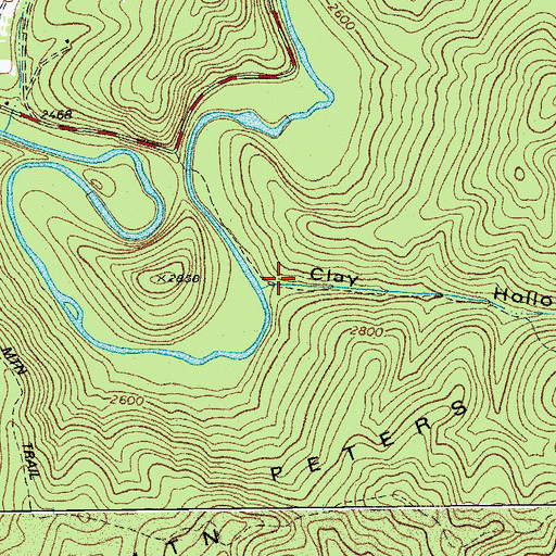 Topographic Map of Clay Hollow, WV