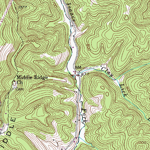 Topographic Map of Clay Lick Run, WV