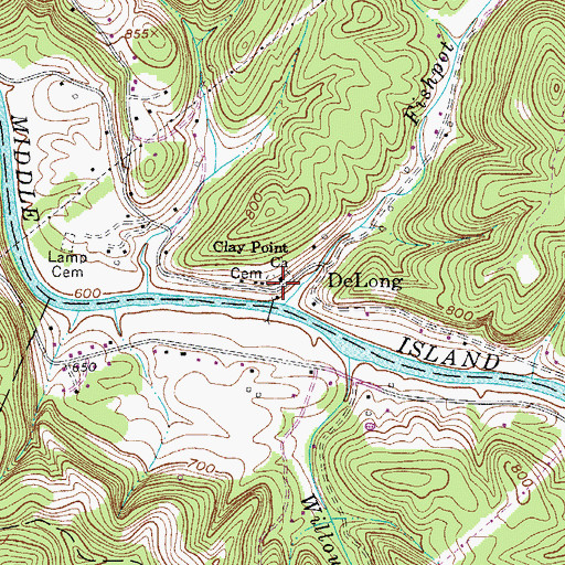 Topographic Map of Clay Point Church, WV