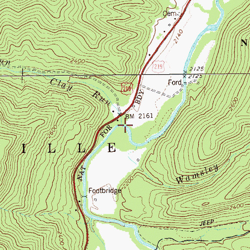 Topographic Map of Clay Run, WV