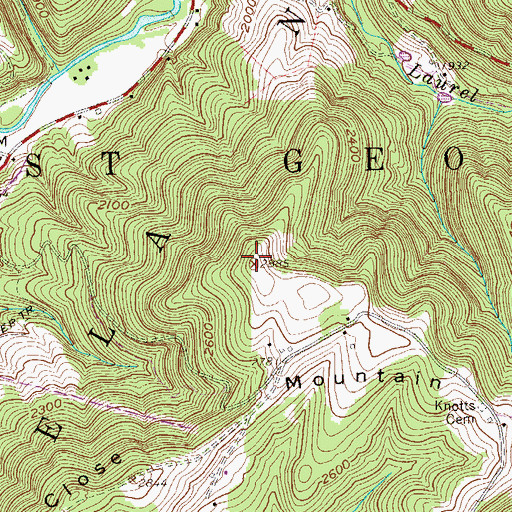 Topographic Map of Close Mountain, WV