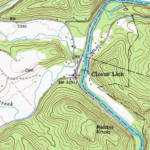 Topographic Map of Clover Lick, WV