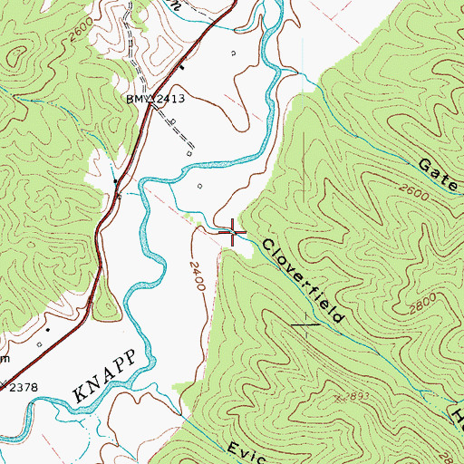Topographic Map of Cloverfield Hollow, WV