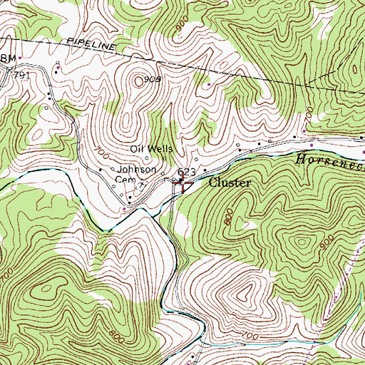 Topographic Map of Cluster, WV
