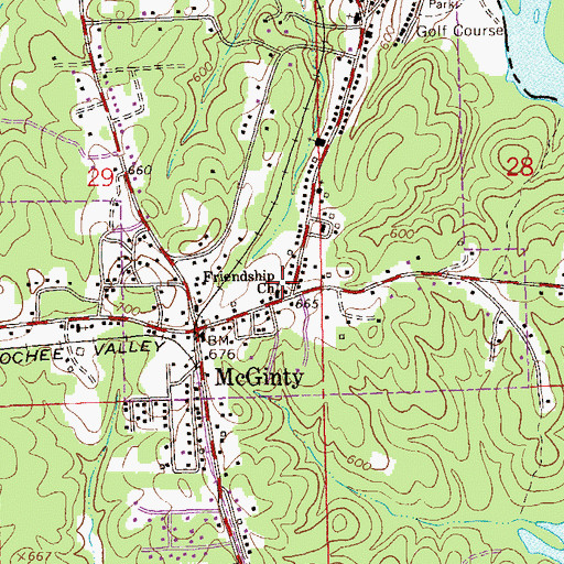 Topographic Map of Friendship Church, AL