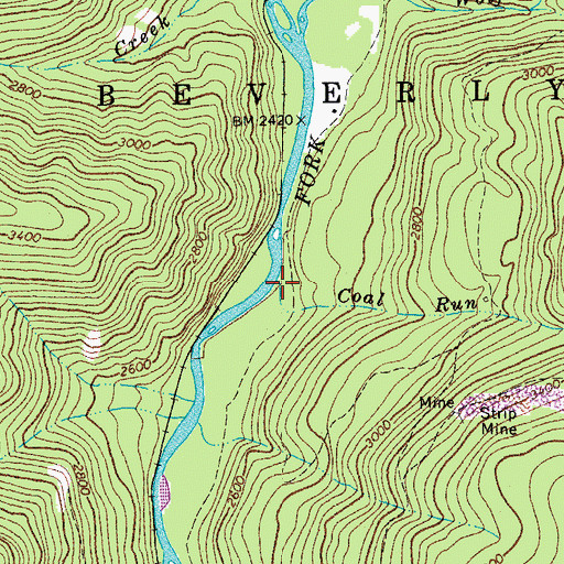 Topographic Map of Coal Run, WV