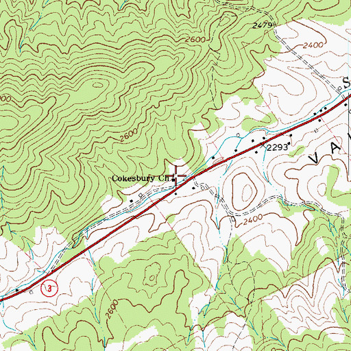 Topographic Map of Cokesbury Church, WV