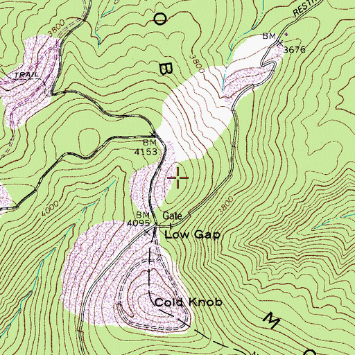 Topographic Map of Cold Knob Mountain, WV