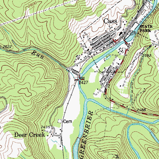 Topographic Map of Cold Run, WV