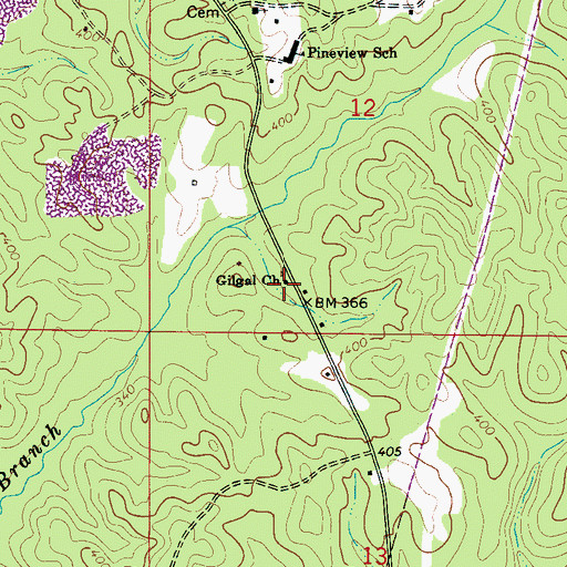 Topographic Map of Gilgal Church, AL