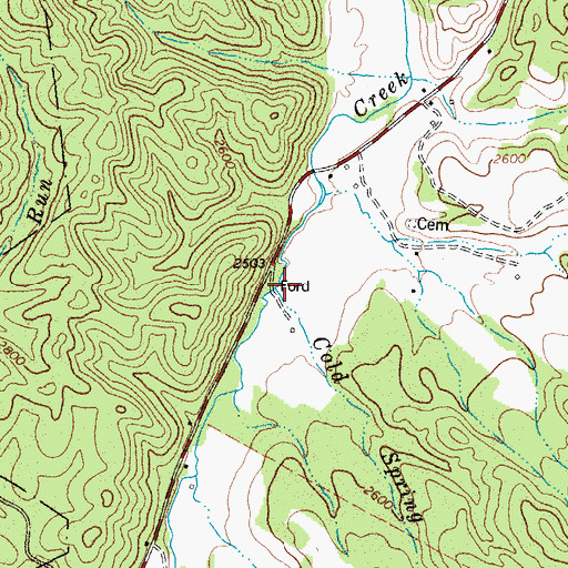 Topographic Map of Cold Spring Run, WV