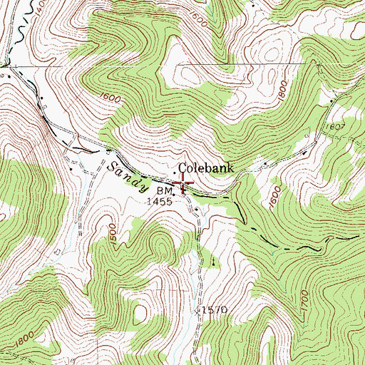 Topographic Map of Colebank, WV