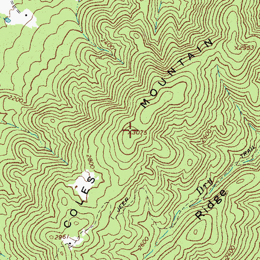 Topographic Map of Coles Mountain, WV