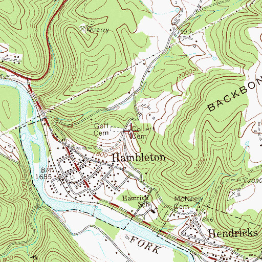 Topographic Map of Collett Cemetery, WV