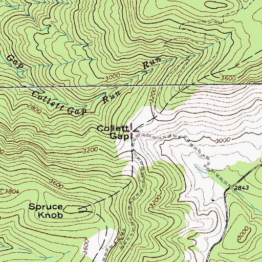 Topographic Map of Collett Gap, WV
