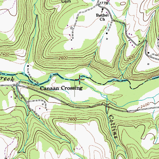 Topographic Map of Collins Run, WV