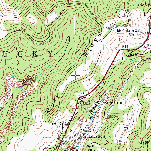 Topographic Map of Colt Ridge, WV