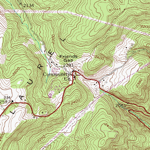 Topographic Map of Community Church, WV