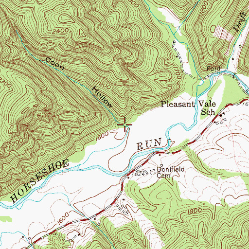 Topographic Map of Coon Hollow, WV