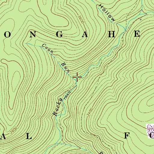 Topographic Map of Coon Run, WV