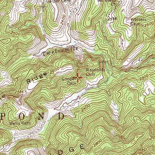 Topographic Map of Cooper Cemetery, WV