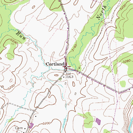 Topographic Map of Cortland, WV