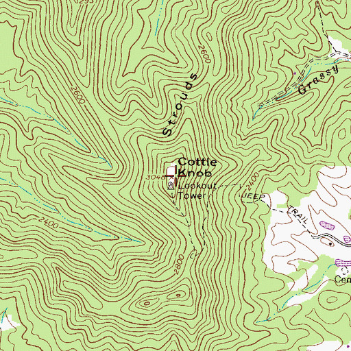 Topographic Map of Cottle Knob, WV
