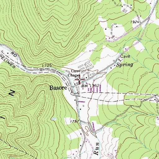 Topographic Map of Cove Chapel, WV