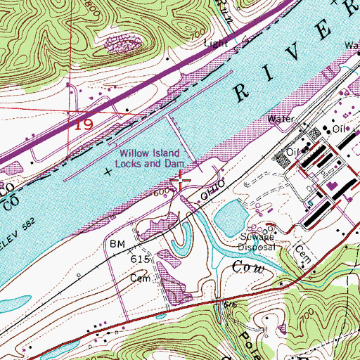 Topographic Map of Cow Creek, WV
