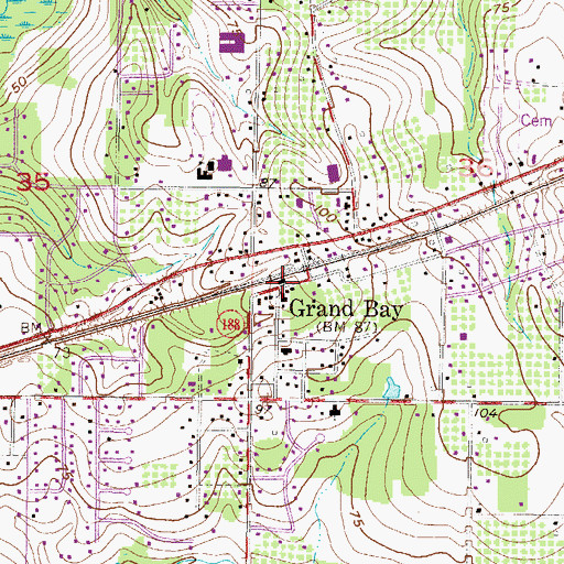 Topographic Map of Grand Bay, AL