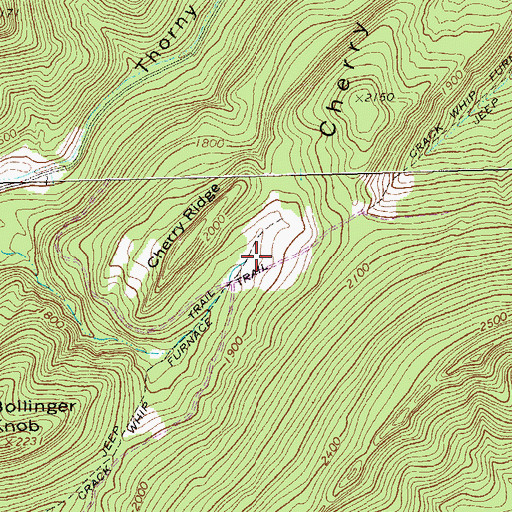 Topographic Map of Crack Whip Furnace Trail, WV