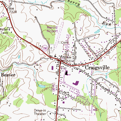 Topographic Map of Craigsville, WV