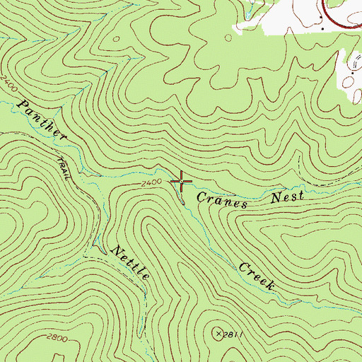 Topographic Map of Cranes Nest Run, WV