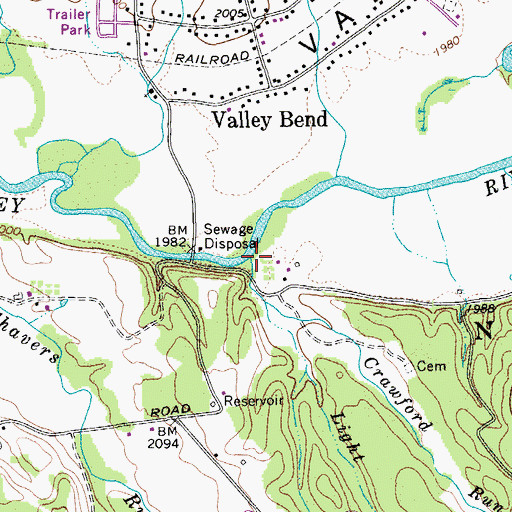 Topographic Map of Crawford Run, WV