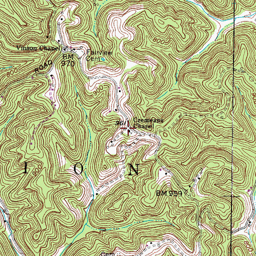Topographic Map of Cremeans Chapel, WV