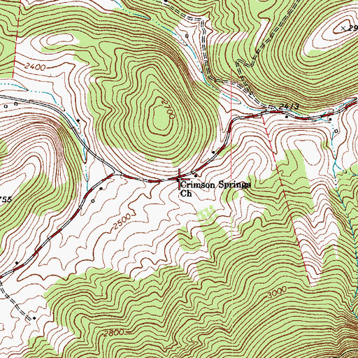 Topographic Map of Crimson Spring Church, WV