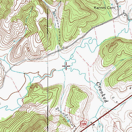 Topographic Map of Crooked Creek, WV
