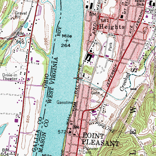 Topographic Map of Crooked Creek, WV