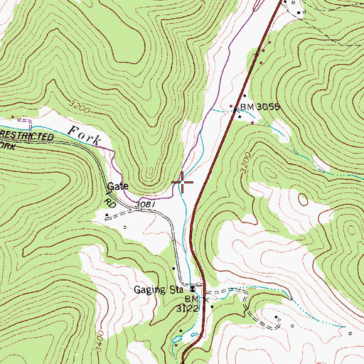 Topographic Map of Crooked Fork, WV