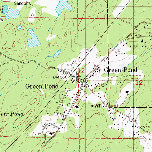 Topographic Map of Green Pond, AL