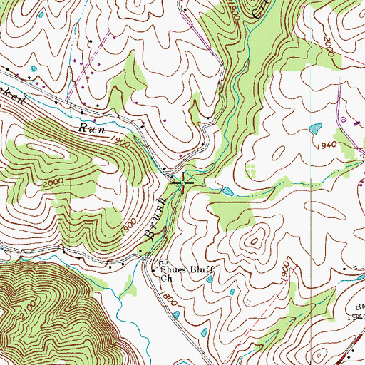 Topographic Map of Crooked Run, WV