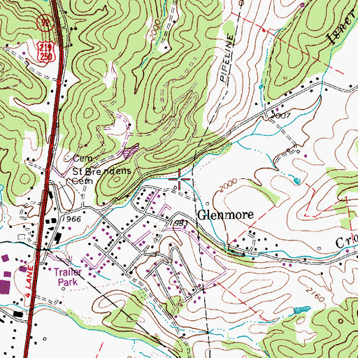 Topographic Map of Cross Run, WV