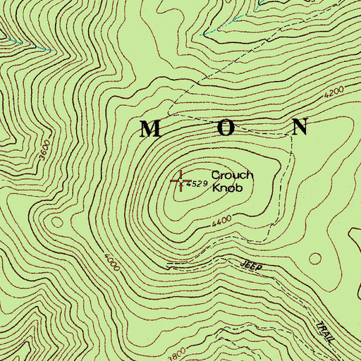 Topographic Map of Crouch Knob, WV