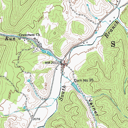 Topographic Map of Crummett Run, WV