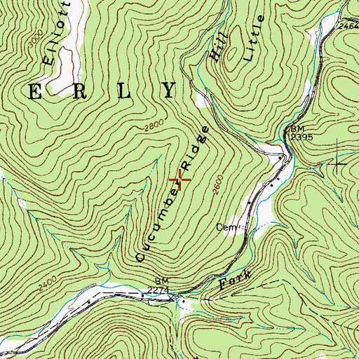Topographic Map of Cucumber Ridge, WV