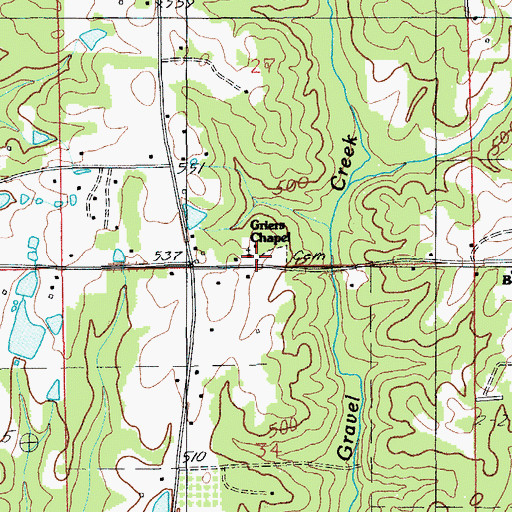 Topographic Map of Griers Chapel, AL